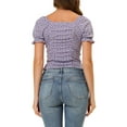 thumbnail image 3 of INSPIRE CHIC Haut Court à Manches Courtes Froncé devant Floral pour Femme TG Violet, 3 of 6