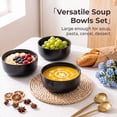 thumbnail image 4 of Vesteel Ceramic Bowls Set of 6, 18oz Stoneware Soup Bowls for Home Kitchen, Porcelain Bowl for Soup Pasta Salad Oatmeal, Microwave, Dishwasher and Freezer Safe, Matte Black, 4 of 8