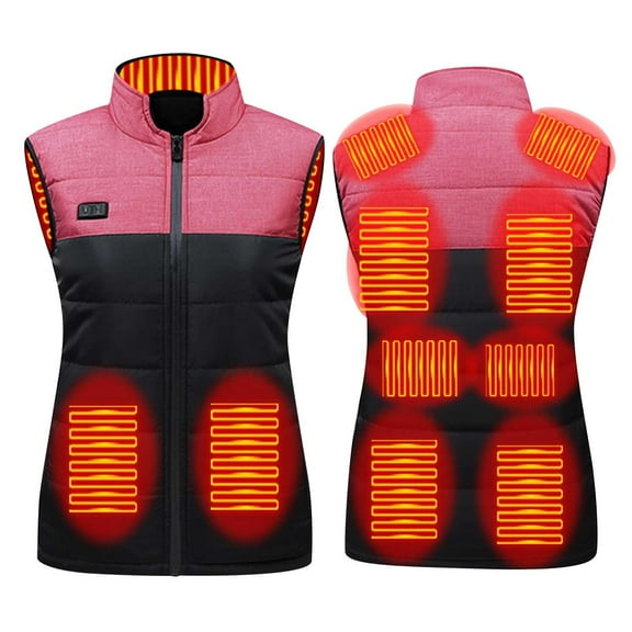 BLTIBY Women Men Heated Vest, Lightweight 15 Heating Zones Vests (Battery Pack Not Included) Winter Casual Warm Sleeveless Jackets with Pockets Pink L