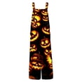 thumbnail image 5 of Women's Halloween Jumpsuits Skeleton Ghost Halter Backless Horror Overalls Skull Witch Hat Wide Leg Funny Rompers, XL, 5 of 5