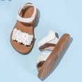 thumbnail image 7 of kpoplk Girls Strap Sandals Open Toe Outdoor Flats with Hook and Loop Kid Summer Shoes for Girls(Beige,12), 7 of 7
