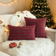 thumbnail image 2 of REGALWOVEN Pack of 2 Festive Plaid Decorative Throw Pillow Covers Scottish Tartan Square Cushion Covers Fine Grid Red 12" x 20", 2 of 7