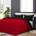thumbnail image 4 of D.N.G. BEDDINGS 3 Piece Luxury Reversible Diamond Pattern Comforter Set Premium Super Soft, All Season 800 TC, 100% Egyptian Cotton Full/Queen Size Red/Black Solid Color, 4 of 7