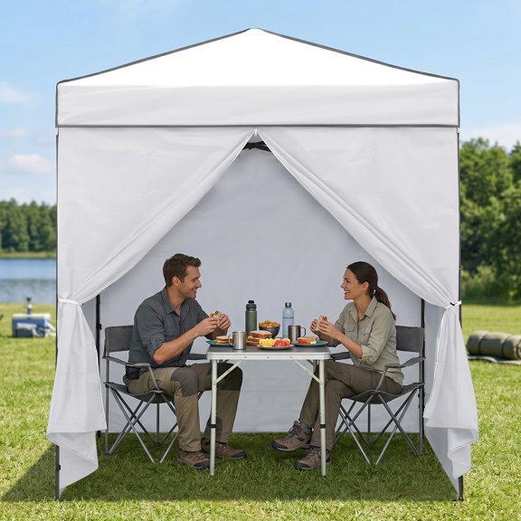 EAGLE PEAK 6 x 4 Instant Pop-up Canopy with 4 Sidewalls and Carry Bag, Adjustable and Portable Canopy Tent, White