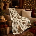 thumbnail image 3 of Rustic Western Christmas Frontier Holiday Cowboy, Festive Holiday Scene, Warm Flannel Blanket for Ranch House and Living Room, Horse Lovers Christmas Gift, Rustic Home Decor, 3 of 9