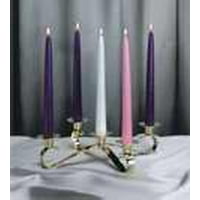 Candle-Advent Wreath-Everlasting Light w/10" Brass Ring-10" (3 Purple & 1 Pink & 1 White) (#433)