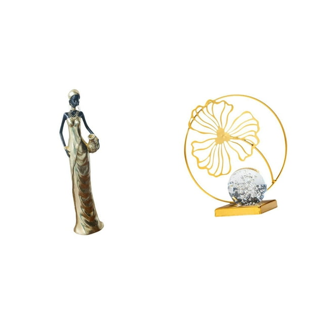 Figura africana de mujer tribal, estatua con adorno de hoja, resina, hierro, arte coleccionable, artesanía adecuada para decoración del hogar, escrito