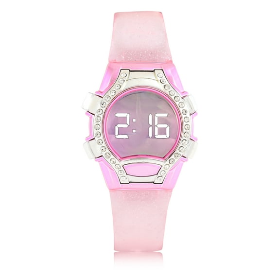 WN5250WM Wondernation Kids Flashing Lights LED Watch with Glitter Strap