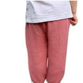 thumbnail image 3 of breaise Toddler Boy Girl Cotton Linen Pants Basic Plain Summer Jogger Trouses Lightweight Comfy Beach Pants, 3 of 4