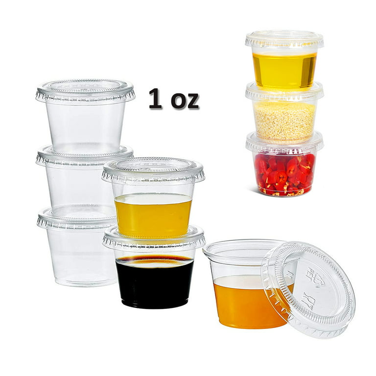 Plastimade Clear Disposable Plastic Portion Cups With Lids (200