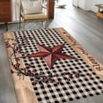 thumbnail image 2 of Country Stars Area Rugs 4x6 ft Vintage Dark Red Star Black Plaid Brown Wood Grain Washable Rug Non Slip Indoor Carpet Absorbent Floor Mat for Living Room Bedroom Dining Room, 2 of 9