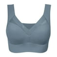 thumbnail image 5 of ManxiVoo Women's Satin Support Sports Bra 2 Pack Wireless Comfort Fit for Mature Users Lifting Effect Wide Back Design L Size Blue, 5 of 6