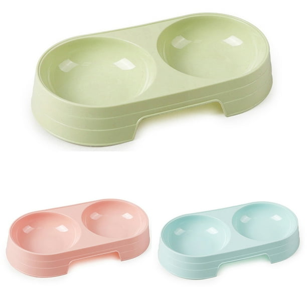 Yesbay Double Pet Bowl,Pet Puppy Dog Cat Food Water Dish Feeder Double
