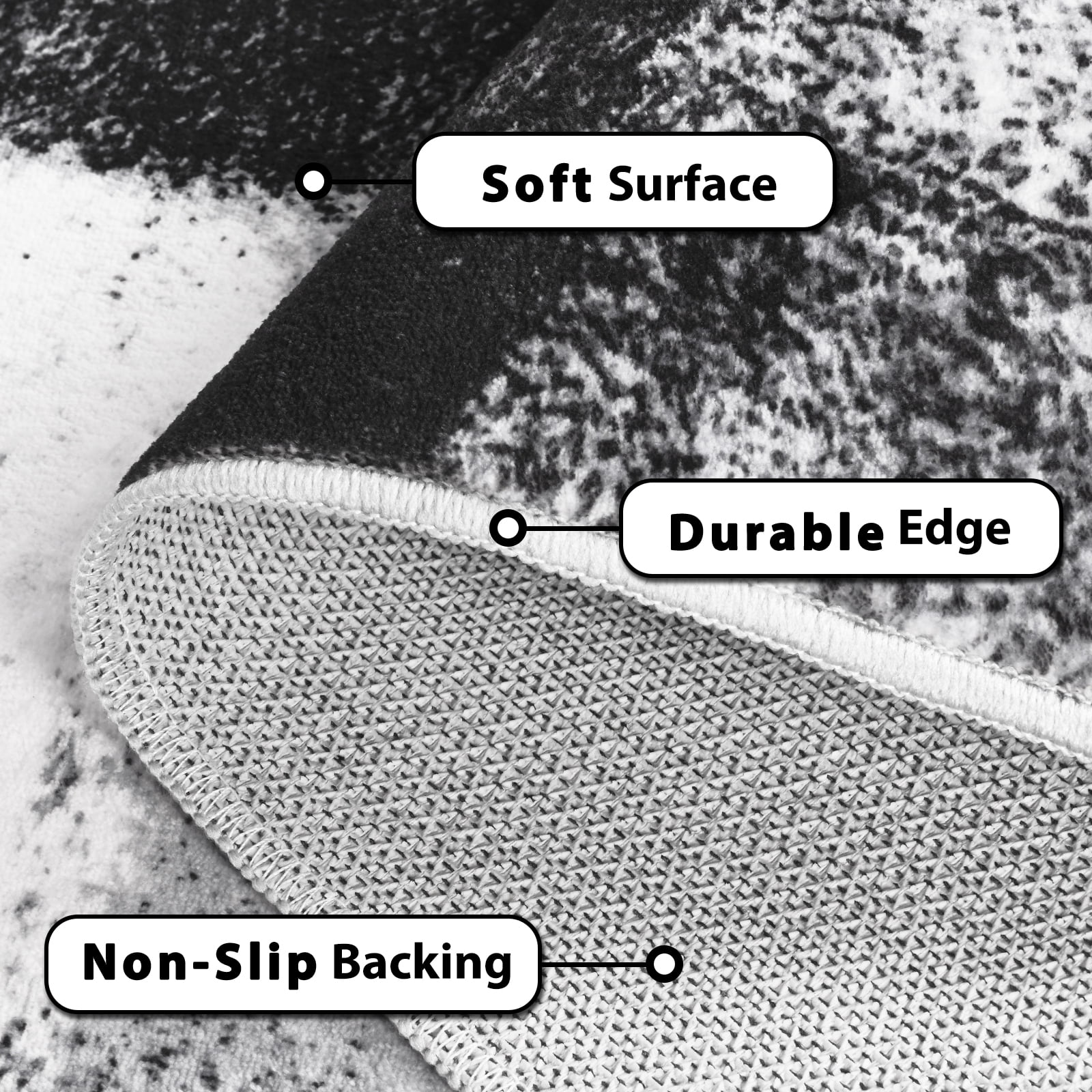 Bleum Cade Modern Abstract Area Rugs 6x9,Large Rugs for Living Room, Machine Washable Rug Indoor Rugs for Bedroom, Non-Slip Low-Pile Soft Carpet for Bedroom, Dining Room Office,Black