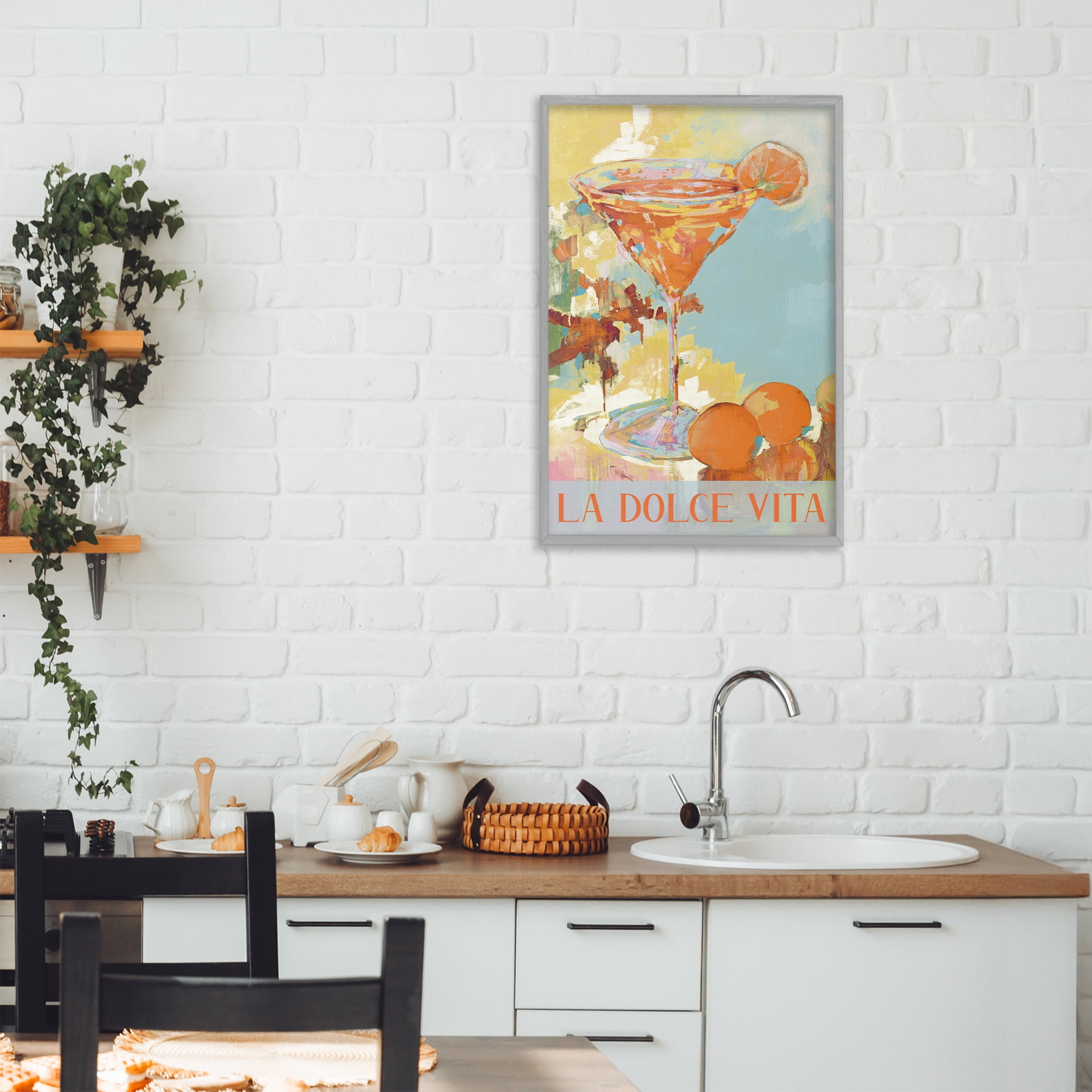 Stupell Industries La Dolce Vita Citrus Cocktail Gray Framed Giclee Art, design by Jane Slivka