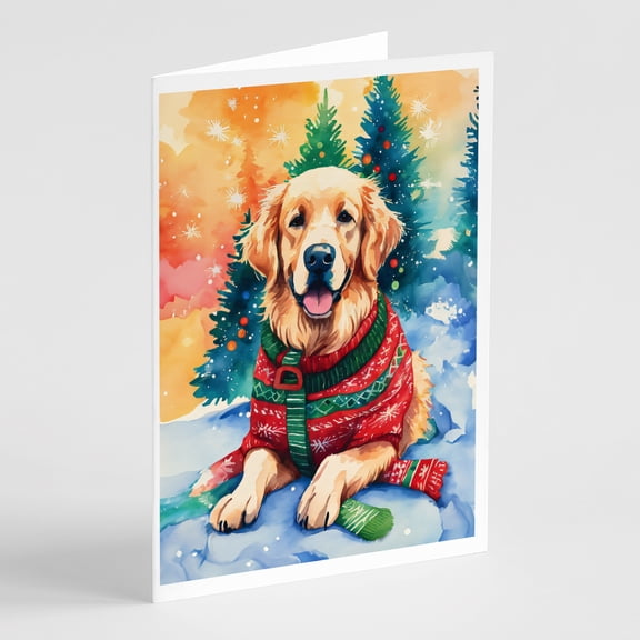 Golden Retriever Christmas Greeting Cards Pack of 8 7 in x 5 in