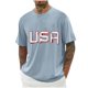 thumbnail image 2 of Tops para hombre, blusas y camisas de cuello redondo y manga corta para hombre, blusas casuales de moda con cuello redondo y estampado para hombre, blusas de poliéster para hombre., 2 of 5