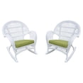 thumbnail image 3 of Jeco Wicker Rocker Chair in White with Orange Cushion (Set of 4), 3 of 6
