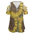 thumbnail image 4 of Sunflower Womens Summer V Neck Zipper Top Short Sleeve T Shirt Off Shoulder Top Casual Classy Loose Shirts, 4 of 7