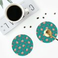 thumbnail image 4 of Honeii Starfish and Shell print Leather Coaster Set of 4, ideal for safeguarding your furniture from drinks spills and effortless cleanup-Round Shape, 4 of 6