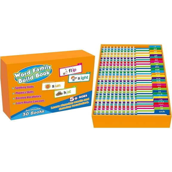 30 Read and Rhyme Flip Books, Word Families Flash Cards, ABC Vocabulary Flash Cards, Educational Reading Games (1)