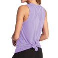 thumbnail image 4 of Nlife Women Sleeveless Mesh Split Back Solid Color Yoga Tank Top, 4 of 5