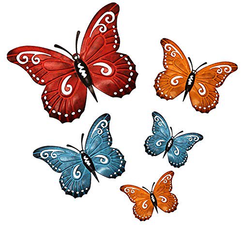 Download Aboxoo Metal Butterfly Wall Decor 3d Butterflies Wall Art Hanging Sculpture For Bathroom Living Room Bedroom Or Porch Patio Fence Set Of 5 Walmart Com Walmart Com