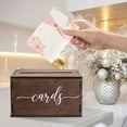 thumbnail image 5 of Cartulina de madera para bodas y eventos | Tarjetero de regalo decorativo de boj marrón mediano | Fuente de script | 7,87 x 7,28 x 4,52 pulgadas | Recepciones, Cumpleaños, Duchas, Graduaciones, 5 of 5