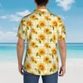 thumbnail image 4 of Susaid Light Yellow Plaid Sunflower Print Short Sleeve Shirts Button Down Casual Shirts Summer Beach Aloha Button Down Short Sleeve for Men ,Large, 4 of 7