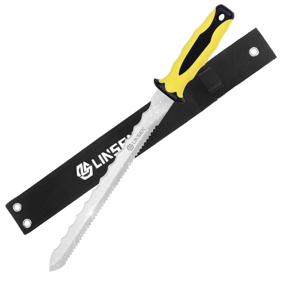 Waaoon 280mm Stainless Steel Garden Knife Sod Cutter Tool for Lawn Repair Double Side Serrated Edge Outdoor Hand Tool Yellow