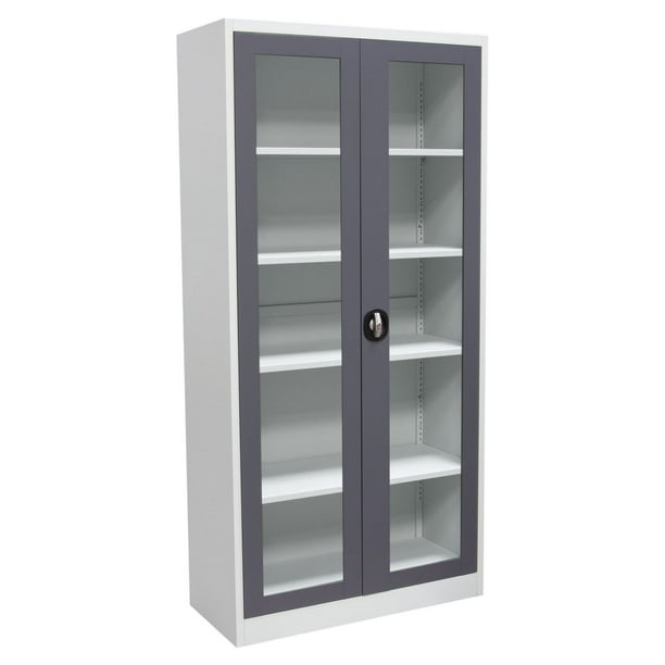 Organize your living room with modern bookshelves & bookcases. diamond sofa 2 door 5 shelf bookcase with tempered glass door front and key lock entry