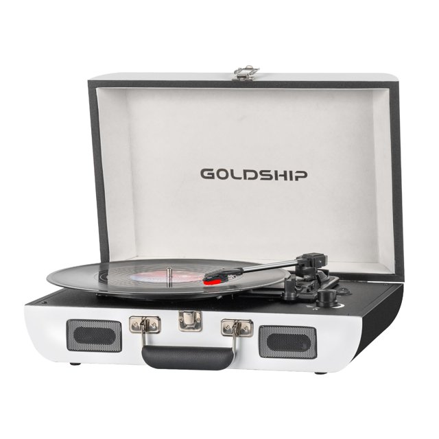 Tocadiscos portátil GOLDSHIP, diseño vintage de maleta