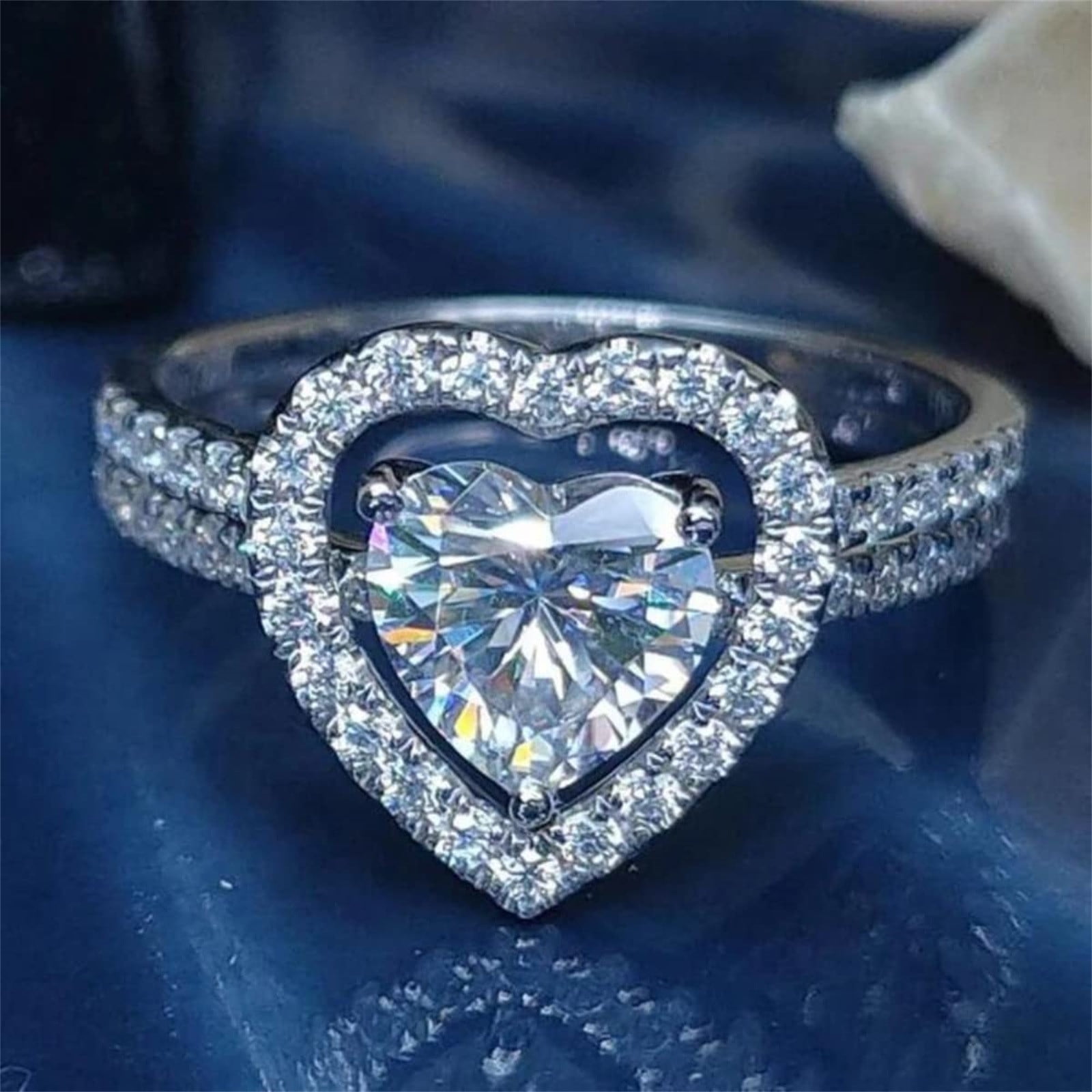 50 Off Clearance Rings for Women 2 Pcs Heart Shape Full Diamond Ring Luxury Diamond Microinlaid Jewelry Engagement Wedding Band Ring Delicate Gift for Women Walmart