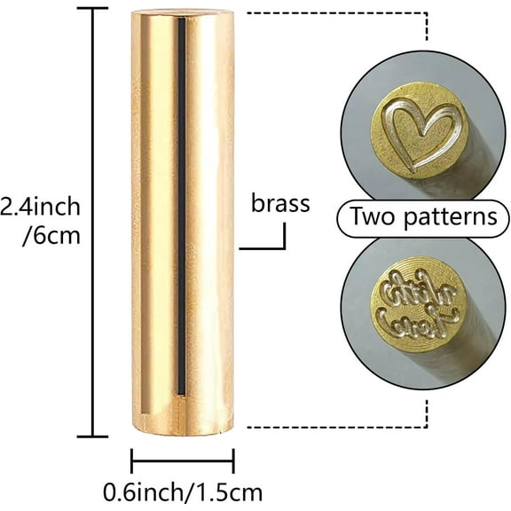 2 Side Pattern 15mm Mini Wax Seal Stamp Hearts with Love Signature Vintage Retro Brass Sealing Wax Stamps for Wedding Invitations Embellishment Bottle Decoration Gift Packing Valentines Day