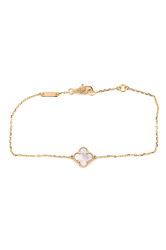 Pre-Owned Sweet Alhambra Bracelet 18K Yellow Gold and Mother of Pearl By Rebag