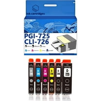 PGI-725 CLI-726 PGI725 CLI726 Ink Cartridges Compatible for Canon IP4870 IP4970 IX6560 Inkjet Printers, Leak-Proof Design Crisp Printing