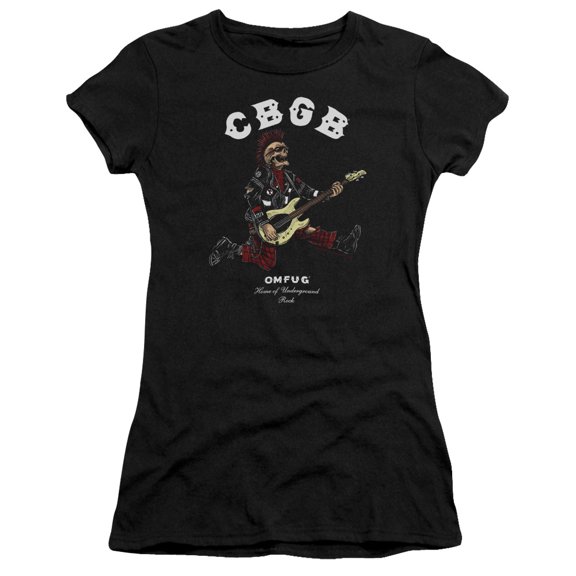 Cbgb - Skull Jump - Juniors Teen Girls Cap Sleeve Shirt - Medium