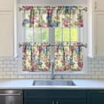thumbnail image 3 of Bohemian Floral Kitchen Curtains 24" - 3 Panel Vintage Farmhouse Set with Wildflowers & Butterflies, Rod Pocket Rustic Window Treatment, 3 of 6