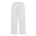 thumbnail image 4 of Mlzmgr Capri Cargo Pants for Women Elastic Waist 3/4 Length Pants with Multi Pockets Summer Outdoor Capri Pants, 4 of 5