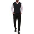 thumbnail image 2 of INSPIRE CHIC Men's Sweater Vest V Neck Solid Color Knit Sleeveless Top M Black, 2 of 5