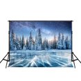 thumbnail image 2 of BSDHOME Polyester Winter Forest Photography Background Snow Scenery Photo Backdrop Photoshoot Star Night Sky Studio Photo Booth 7x5ft, 2 of 4