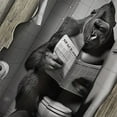 thumbnail image 5 of Funny Shower Curtain,Gorilla Sitting on Toilet Reading Newspaper - Rustic Animal Print Bath Curtain Waterproof Shower Curtains for Men, Wooden Teen Boys Humorous Bathroom Decor (12 Hooks Included), 5 of 7
