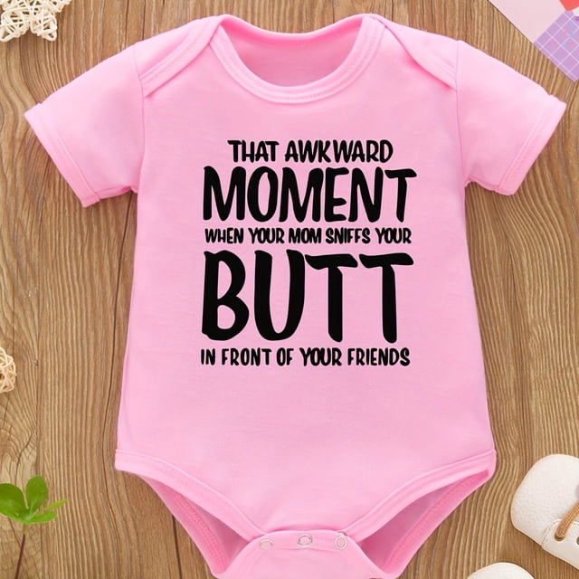 Newborn Infant Short Sleeve Romper Letter Graphic Crew Neck Bodysuit Onesies For Baby Boys Toddler Summer Clothes