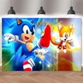 thumbnail image 4 of Fondo de Sonic para fiesta de cumpleaños de niños, decoración con relámpagos, pancarta, póster, fondo de fotografía, accesorios para baby shower, 4 of 4