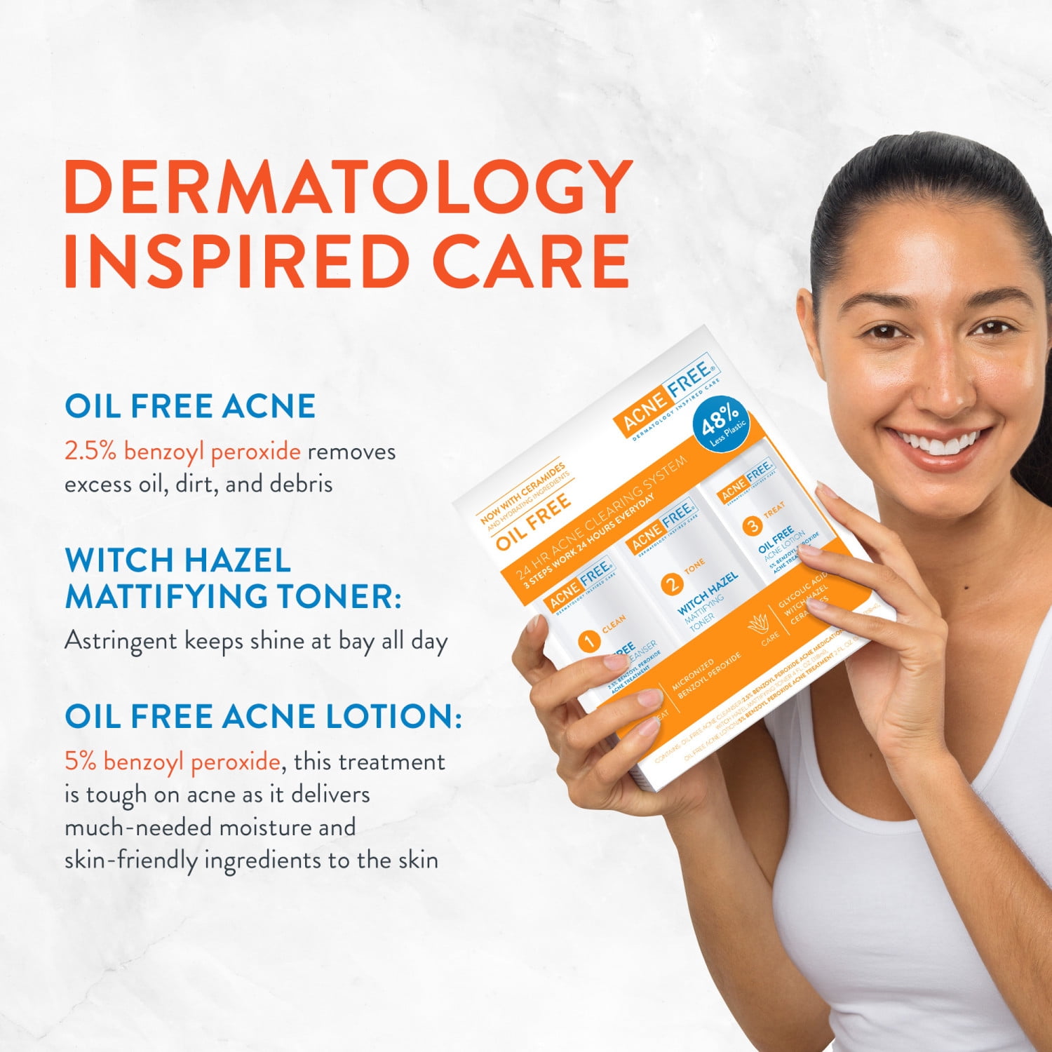 Acne Free Oil Free 24 Hour Acne Treatment Kit, 3 Step Acne Clearing System