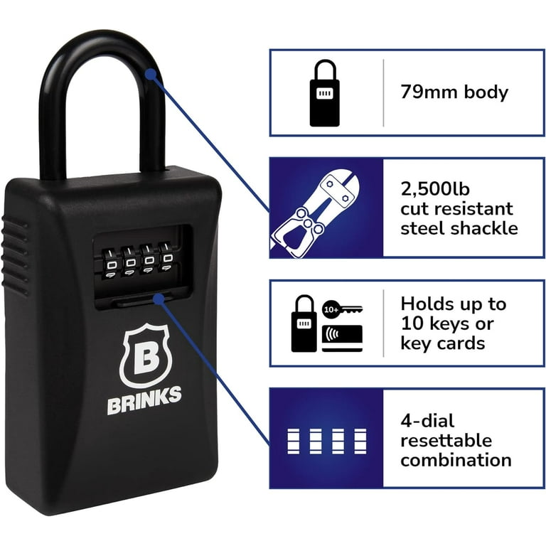 4 pack) Brinks Aluminum 79mm Resettable Combination Lock Box