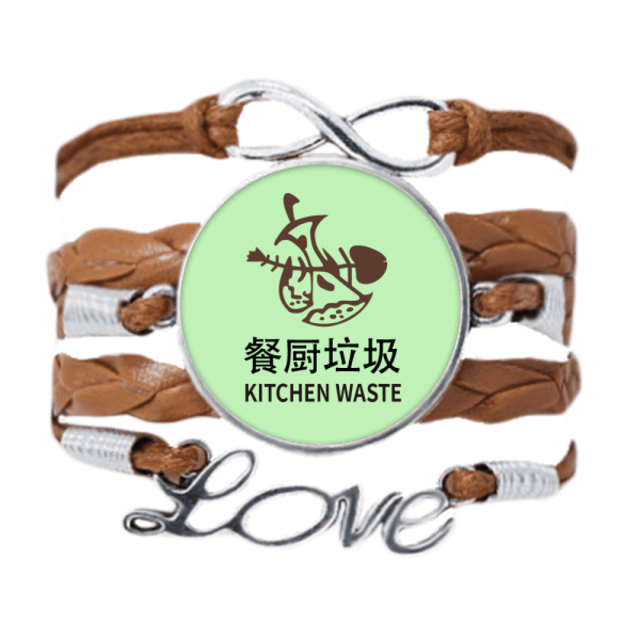 Residuos de comida de cocina Pulsera de cuero Negro trenzado pulsera de cuerda de amor Unbranded M