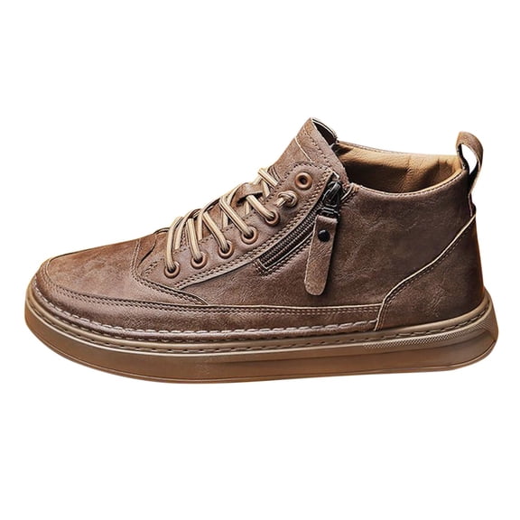 NOKIO Men's Fashion B๐๐๐ก๐ with Side Zipper , Comfy Outdoor D๐essy L๐afers Versatile So๐
id Color Flat Shoes Casual Lightweight Non-S๐
ip Elastie ๐ซa๐ผe Up Sneakers