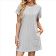 thumbnail image 1 of Vestidos Casuales para Mujer, Vestidos Rectos con Mangas y Volantes, Cuello en V, Color Liso, Sueltos, para Verano, Gris, Talla M, 1 of 10