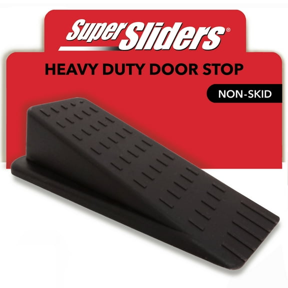 Super Sliders Heavy Duty Non-Skid Door Stop, Rubber Wedge Design for Secure Grip on Textured Surfaces and Carpet – 1-pack, Brown (5-3/8 inch x 2-1/4 inch x 1 inch)